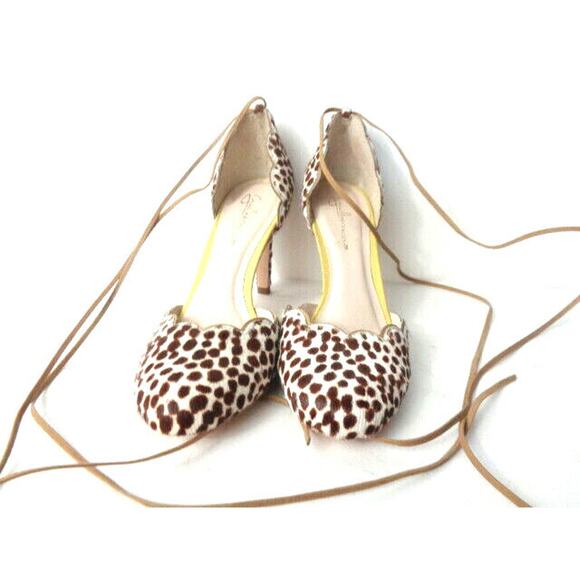 Guilhermina Anthropologie 5M Leopard Pony D'Orsay Ankle Strap Heels Shoes BRAZIL - Picture 2 of 9
